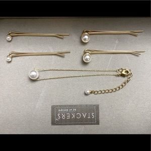 Faux Pearl Bobby Pin & Bracelet Set